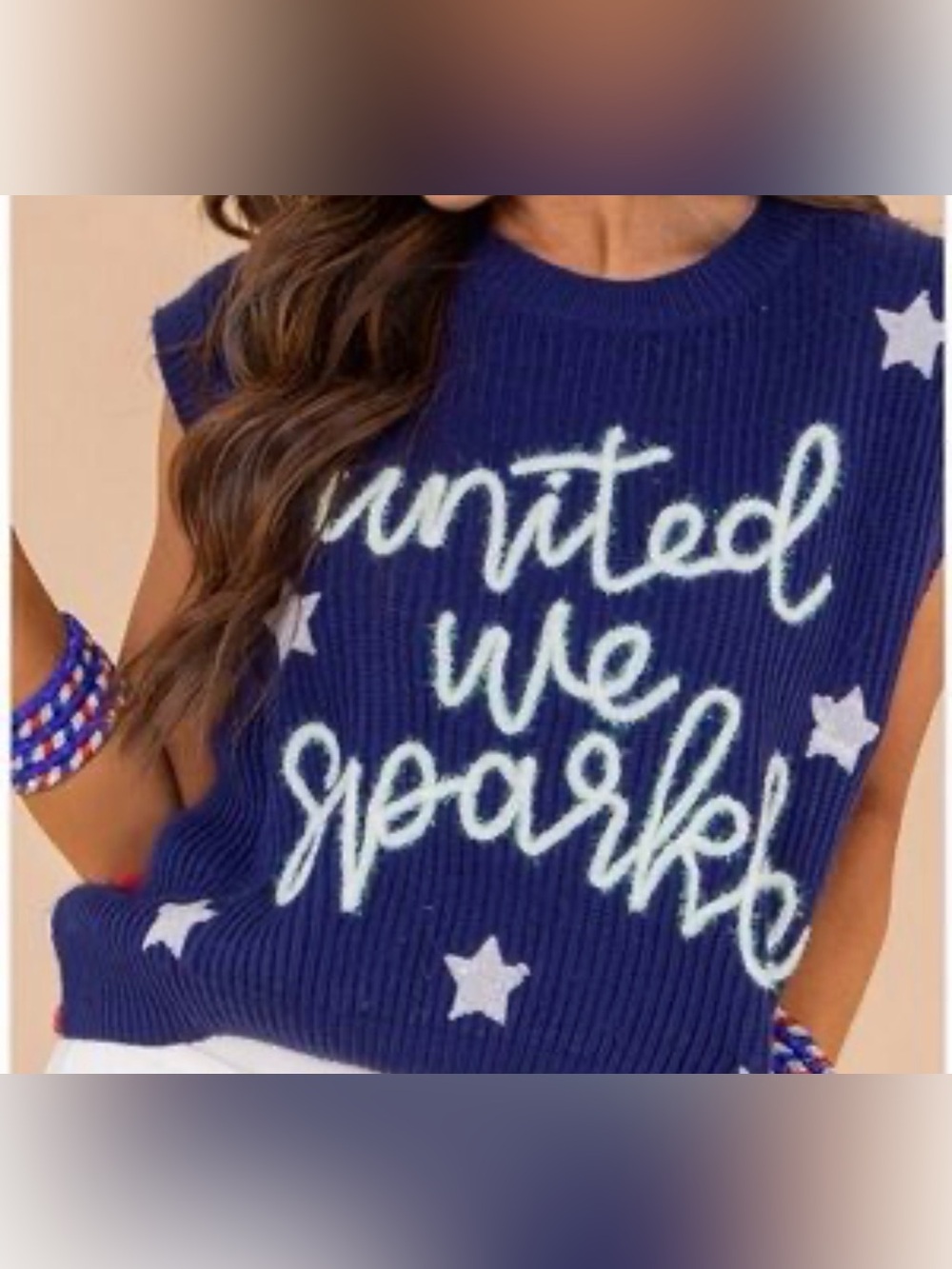 QUEEN of Sparkles  'United We Sparkle' Sleeveless Knit Sweater